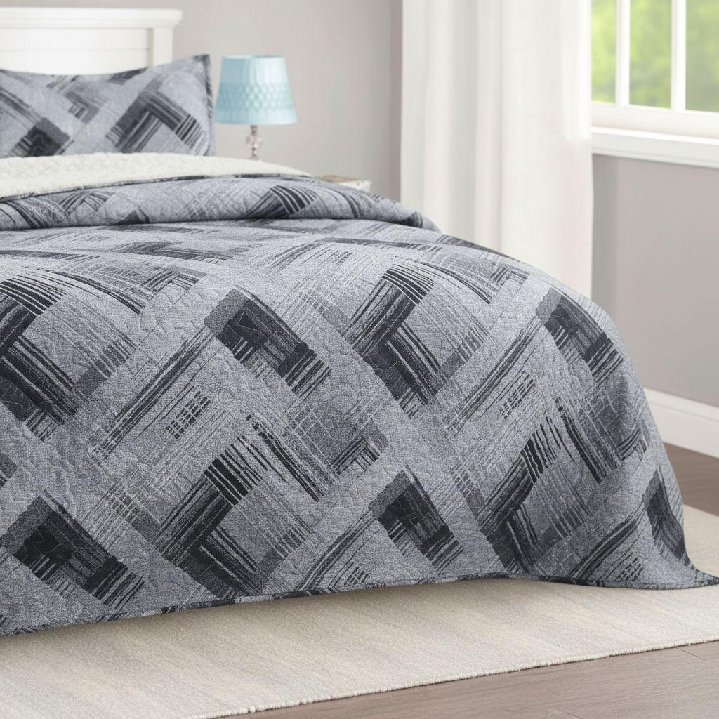 Cubrecama Quilt Sherpa 1.5 - Varios Modelos W.m G Blanco Diseño-3