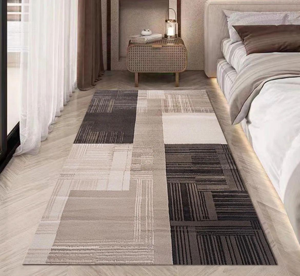 Alfombra Pasillera 3d Decorativa W.m G Moderna 1.8 M 60 M Beige Con Café-2