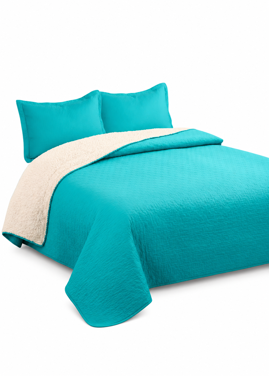 Cubrecama Quilt Sherpa 1.5 - Varios Modelos W.m G Turquesa Clara Lisa-0