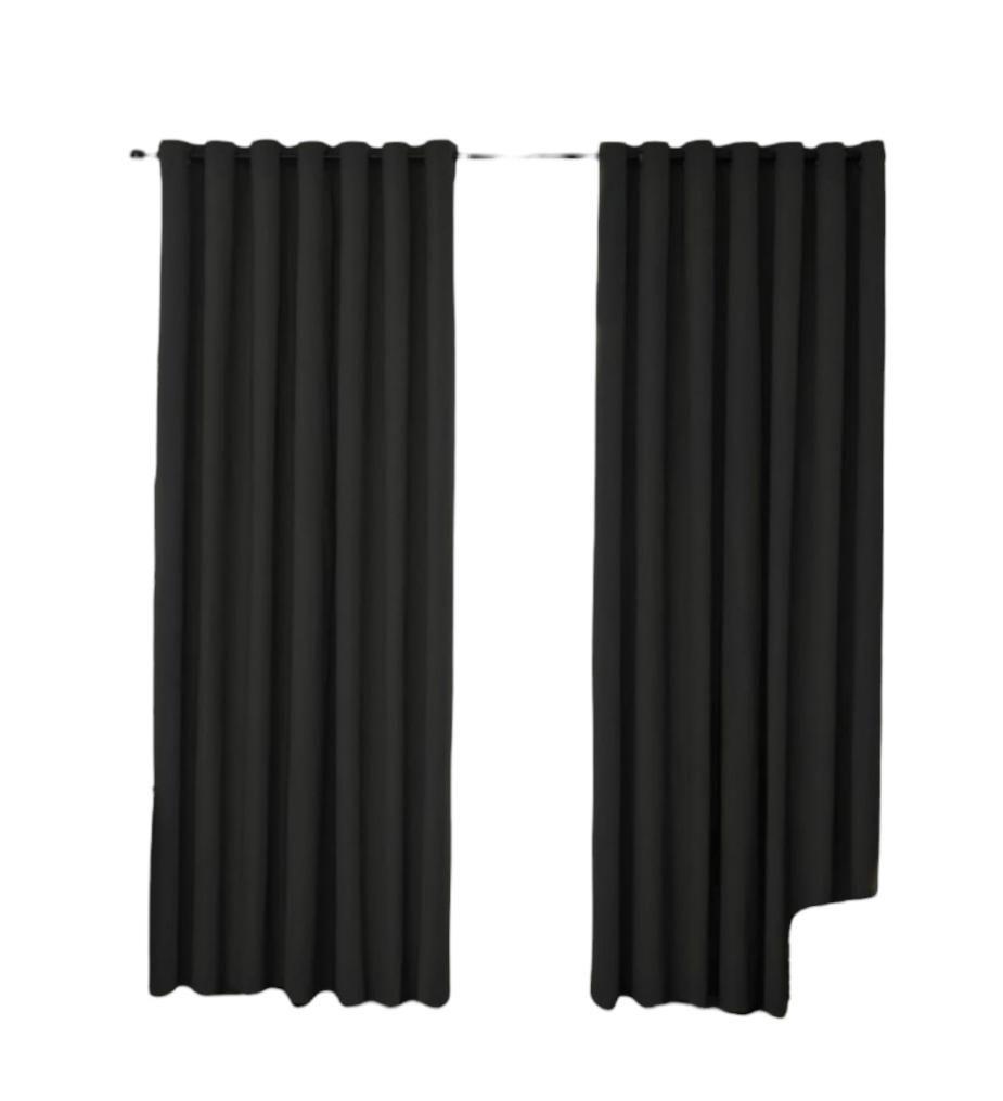 Cortina Blackout 100% 2 Paños 140x230cm color negra-0