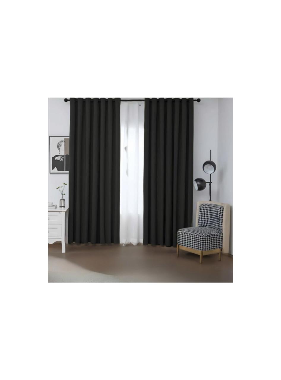 Cortina Blackout 100% 2 Paños 140x230cm color negra-2