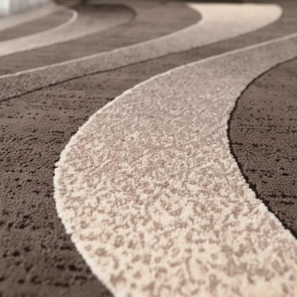 Alfombra Pasillera 3d Decorativa W.m G Moderna 1.8 M 60 Cm Beige Y Café-2