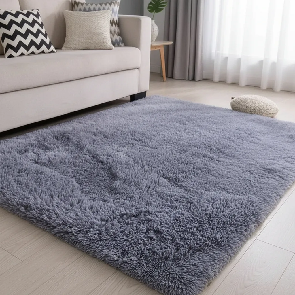 Alfombra Peluda Suave Y Cálida 200x300 2 M 3 M Gris Oscuro-3