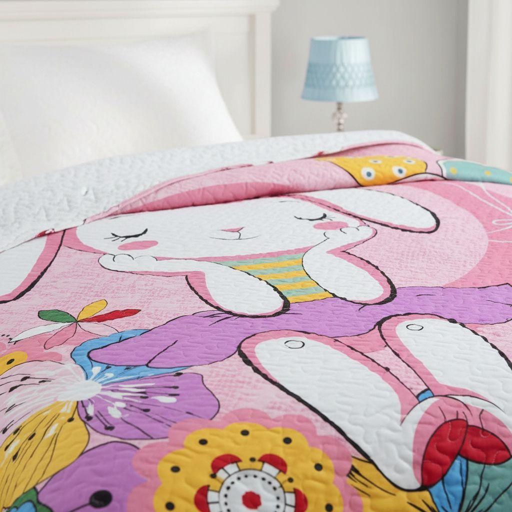 Cubrecama Quilt Sherpa 1.5 - Varios Modelos W.m G Coral Claro Diseño Rosado-3