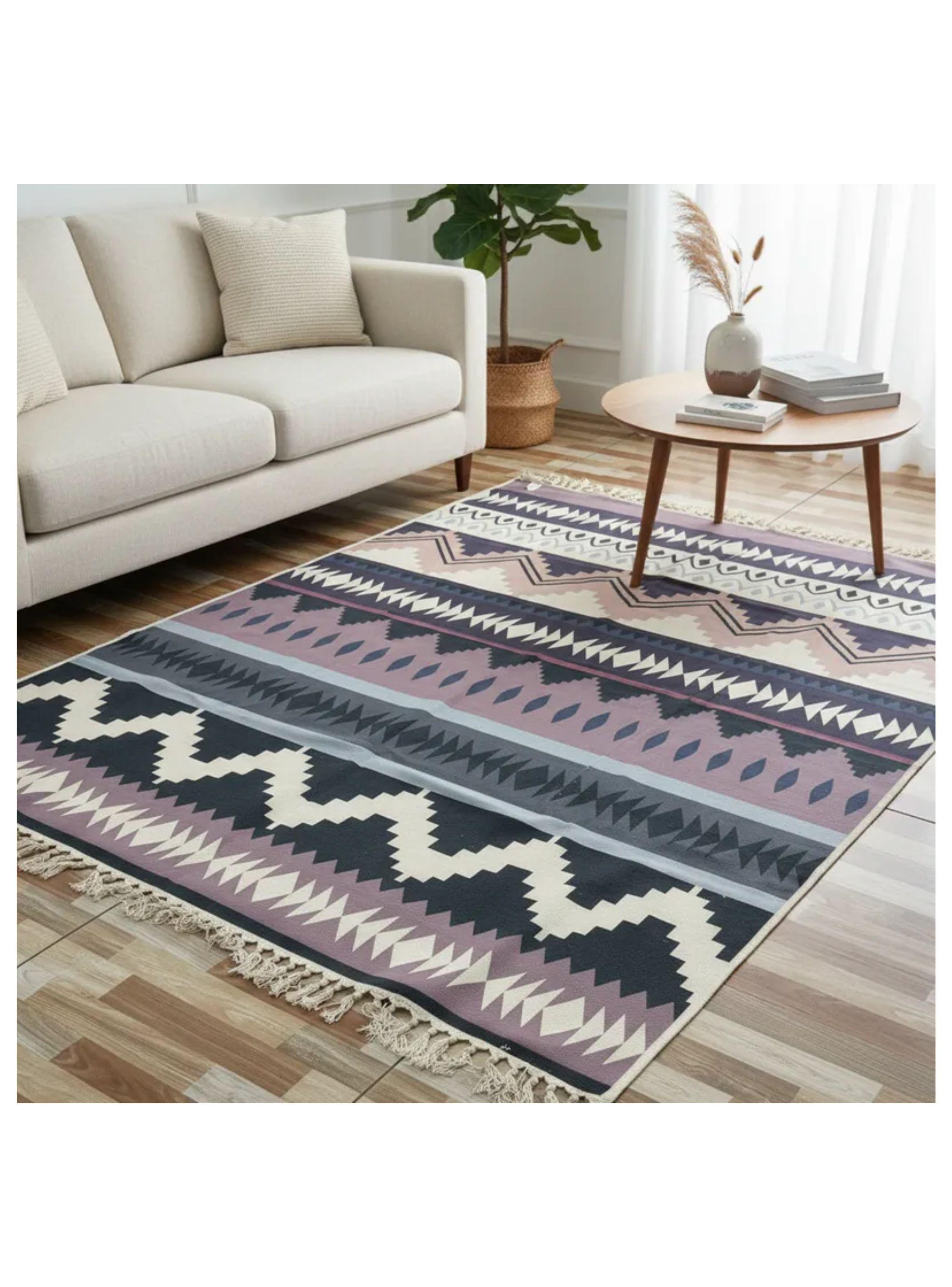 ALFOMBRA DE LINO CON FLECOS 160X200 ELEGANTES DISEÑOS DN-2