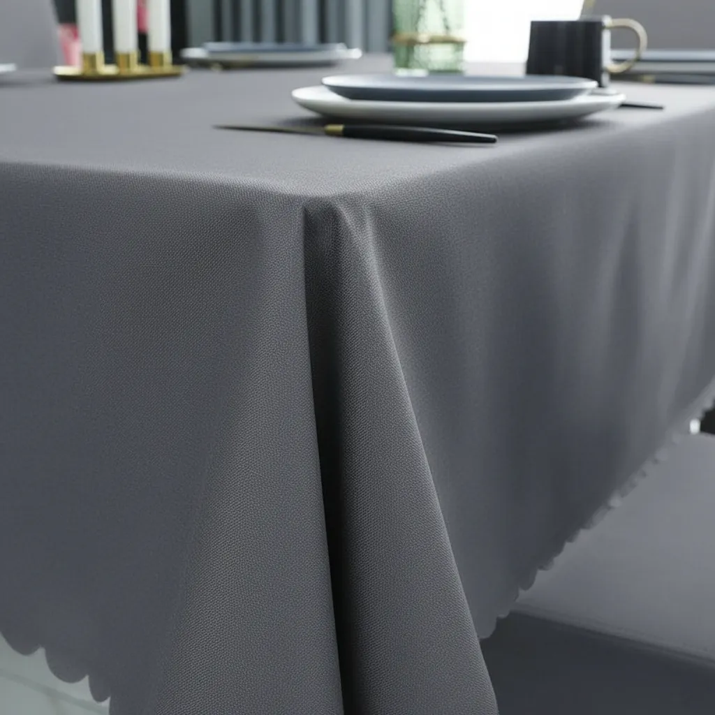 Mantel Rectangular 1.5x2.3 Mas 6 Fundas De Sillas W.m G Z Gris Oscuro Liso-2