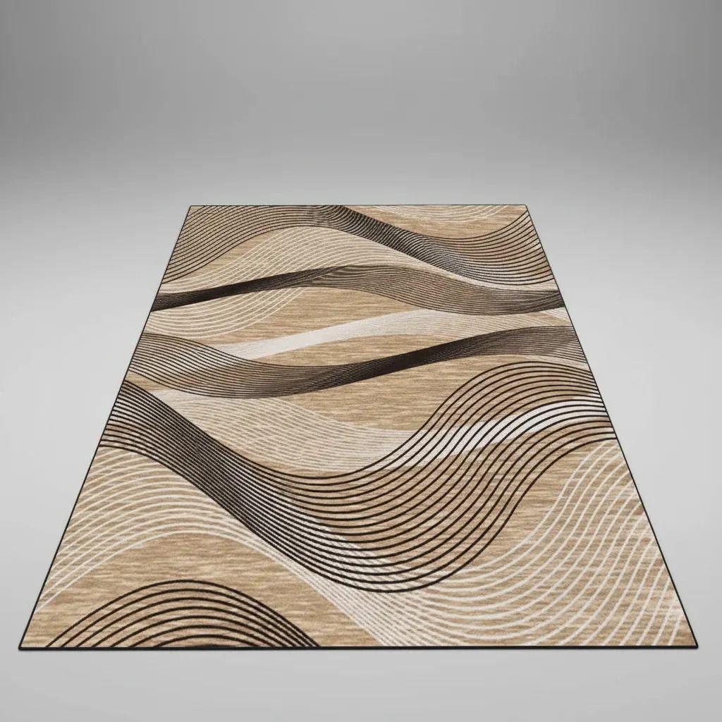 Alfombra Pasillera 3d Decorativa W.m G Moderna 1.8 M 60 Cm linea Café-5