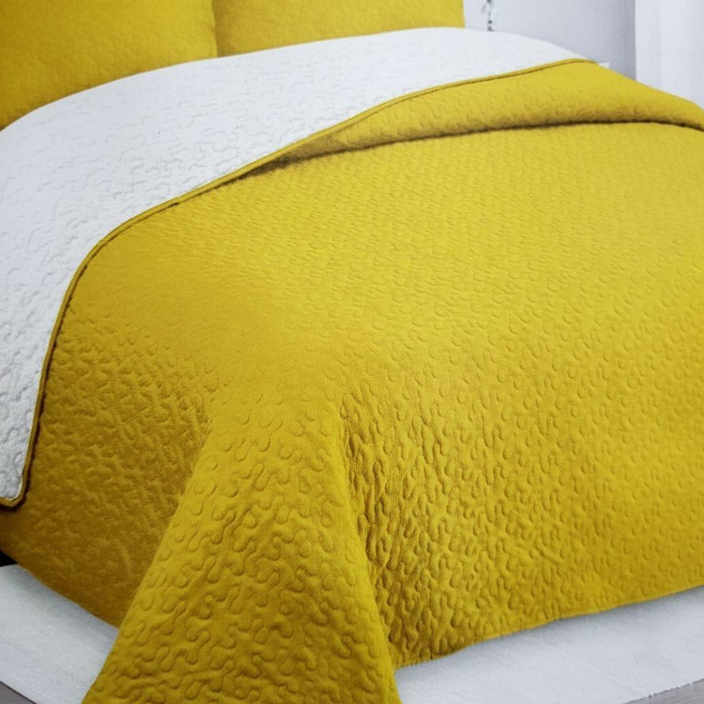 Cubrecama Quilt Sherpa 2pl - Varios Modelos W.m G Amarillo Mostaza Intenso Moderno Y Luminoso-3