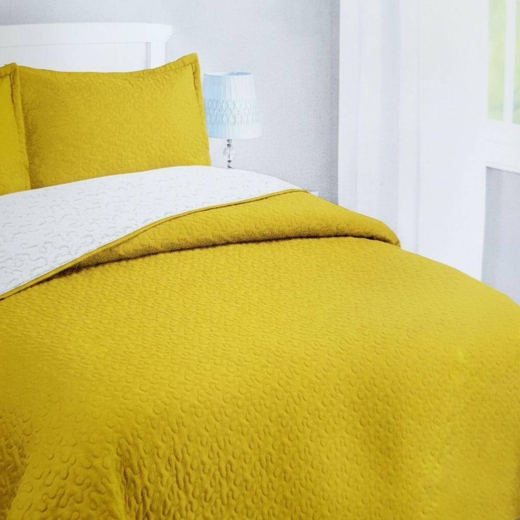 Cubrecama Quilt Sherpa 2pl - Varios Modelos W.m G Amarillo Mostaza Intenso Moderno Y Luminoso-5