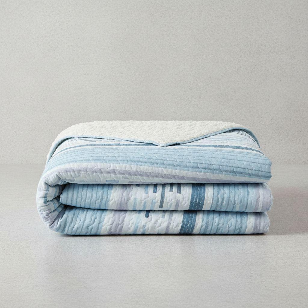 Cubrecama Quilt Sherpa 1.5 - Varios Modelos W.m G Azul Claro Lisa-3