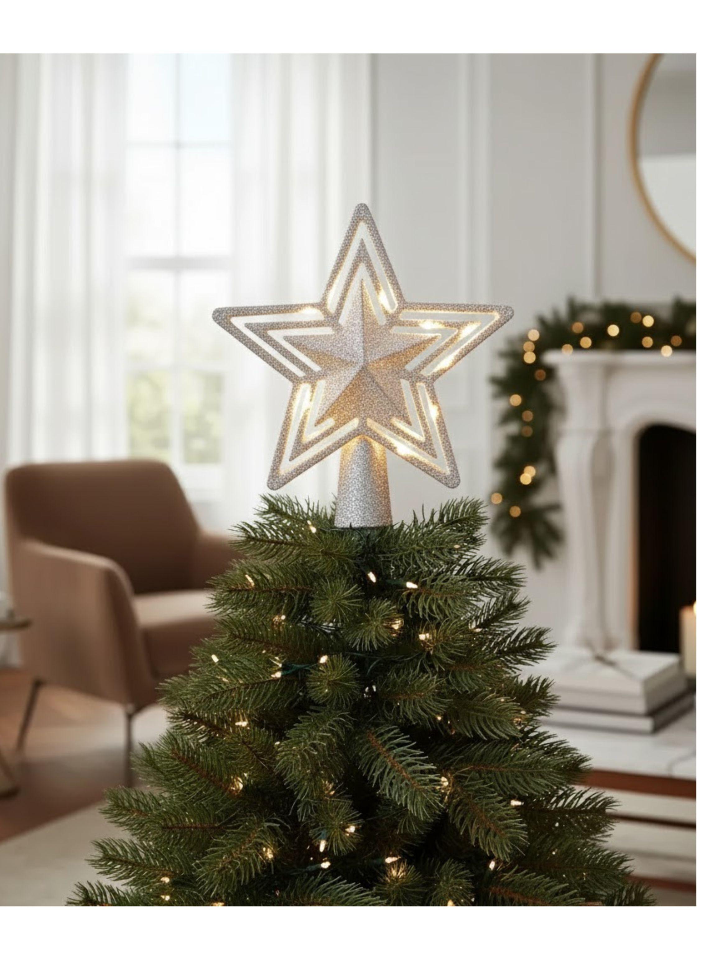 ESTRELLA PARA RBOL DE NAVIDAD  PLATEADO CON LUZ LED -2