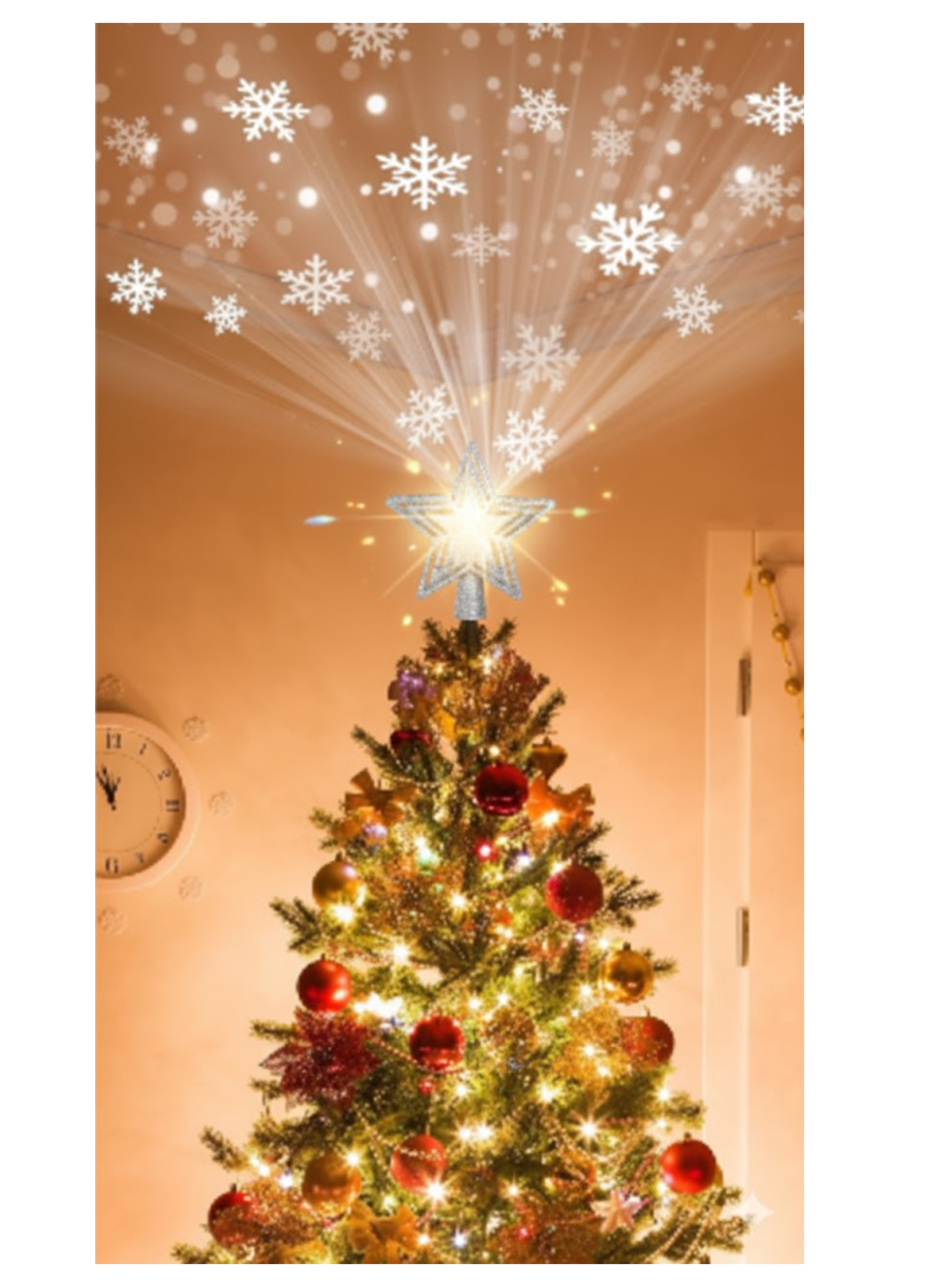 ESTRELLA PARA RBOL DE NAVIDAD  PLATEADO CON LUZ LED -3