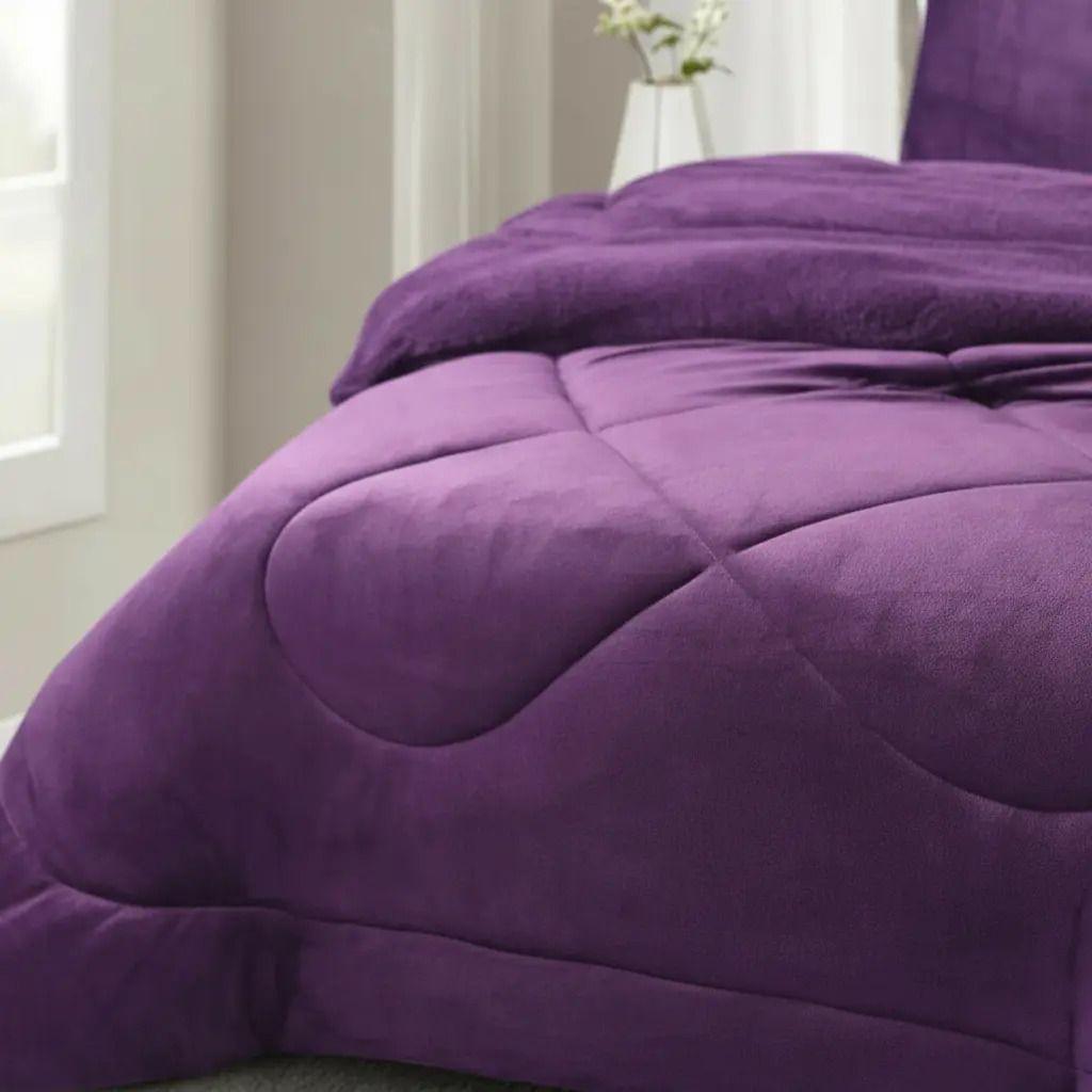 Cobertor Cubrecama Con Chiporro 2 Plazas Morado Liso-2