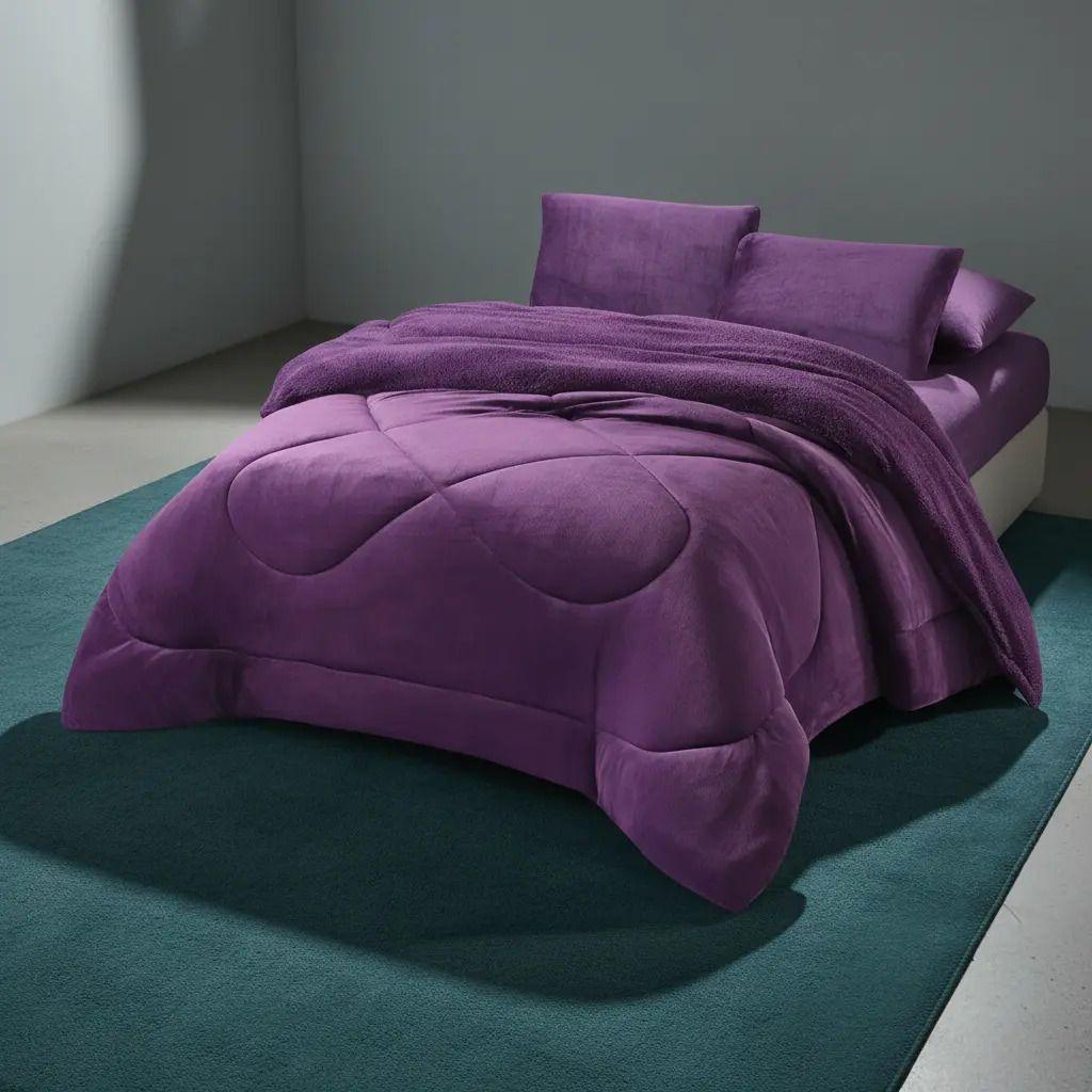 Cobertor Cubrecama Con Chiporro 2 Plazas Morado Liso-4