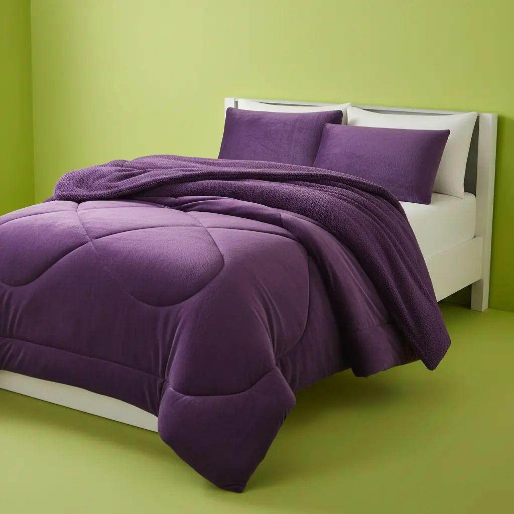Cobertor Cubrecama Con Chiporro 2 Plazas Morado Liso-5