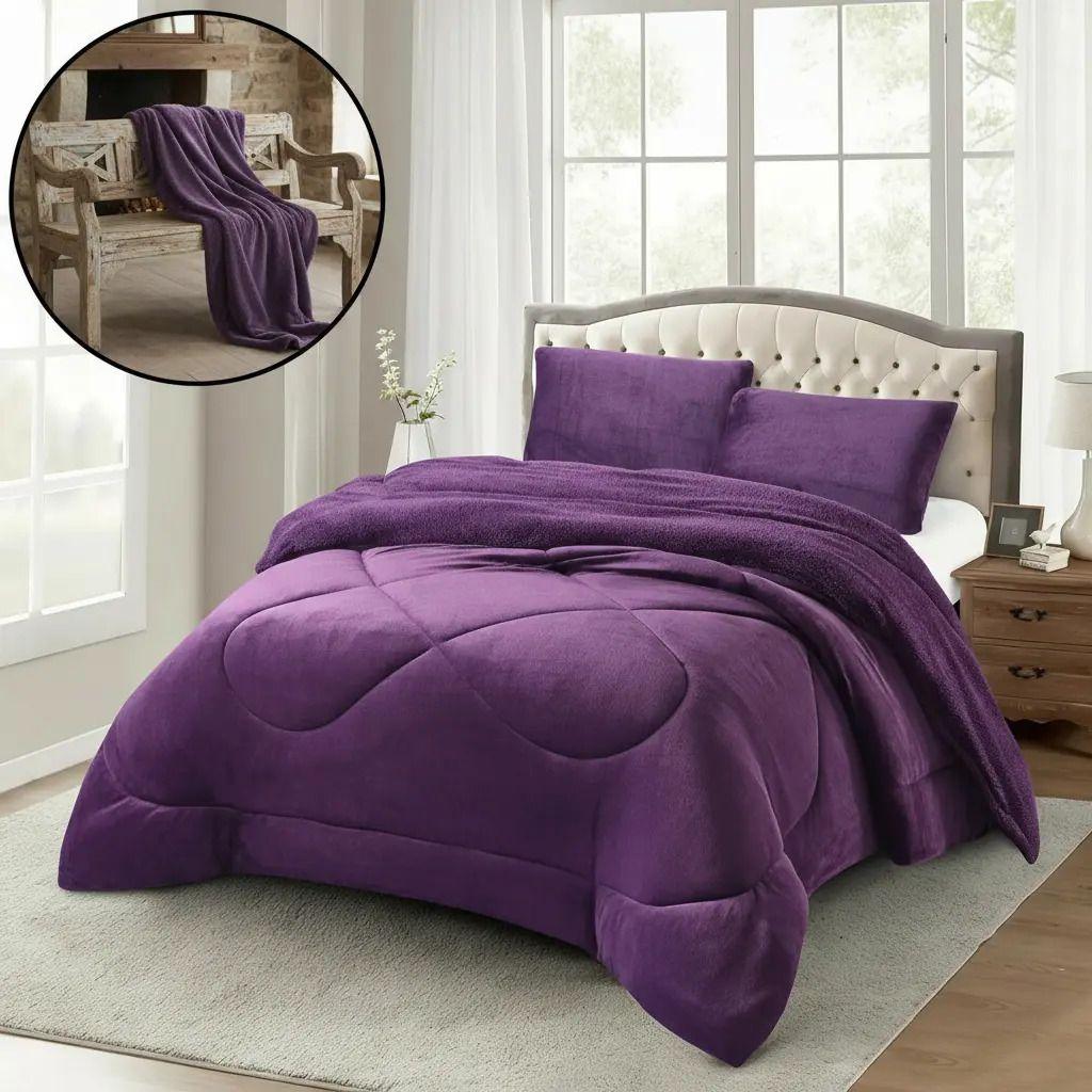 Cobertor Cubrecama Con Chiporro 2 Plazas Morado Liso-7