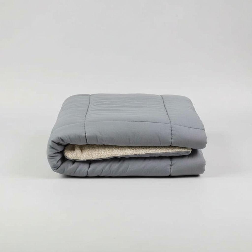 Cubrecama Quilt Sherpa 1.5 - Varios Modelos W.m G Gris Liso-3