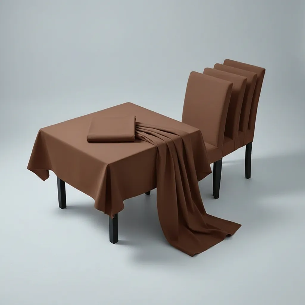 Mantel Rectangular 1.5x2.3 Mas 6 Fundas De Sillas W.m G Z Café Liso-2