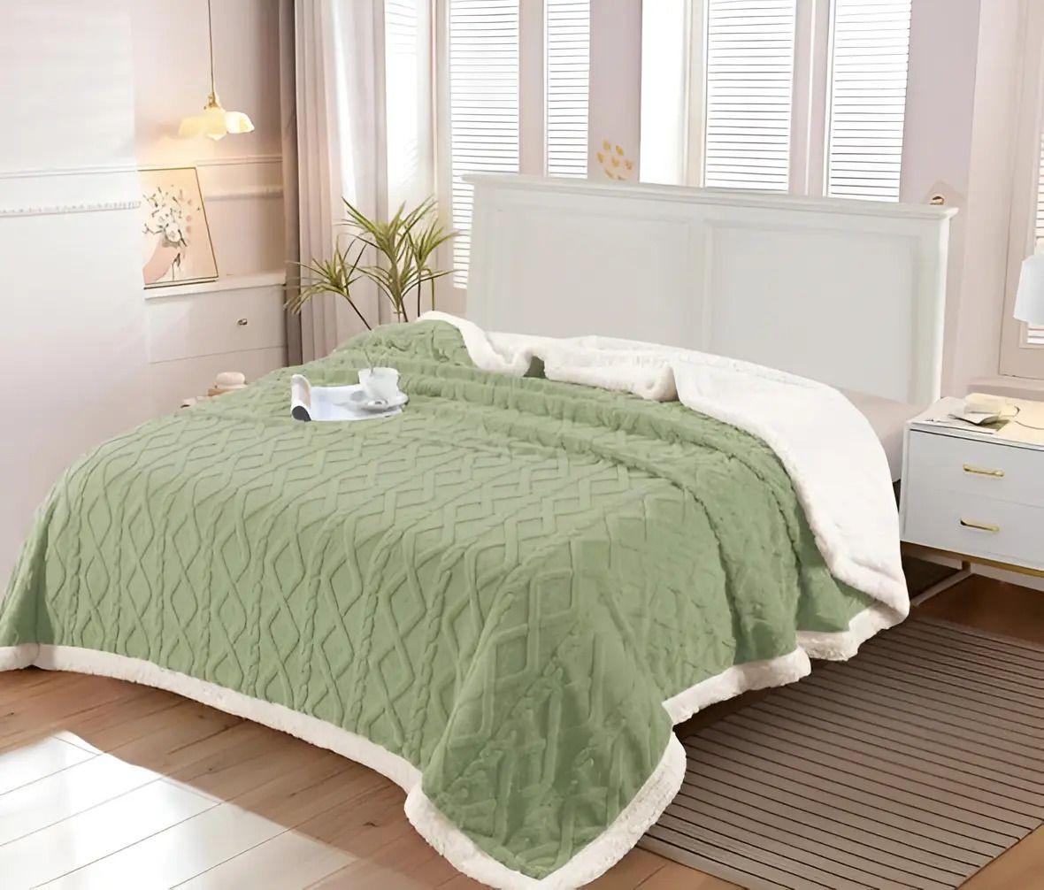Frazada W.mg Trensado 2 Plazas 230x200 Cm Ligera 1.65 Kg Pistacho-2