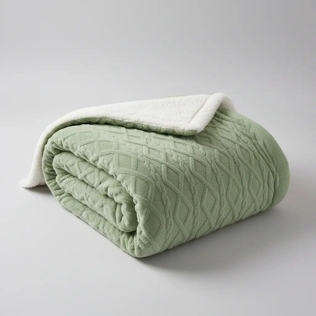 Frazada W.mg Trensado 2 Plazas 230x200 Cm Ligera 1.65 Kg Pistacho-3