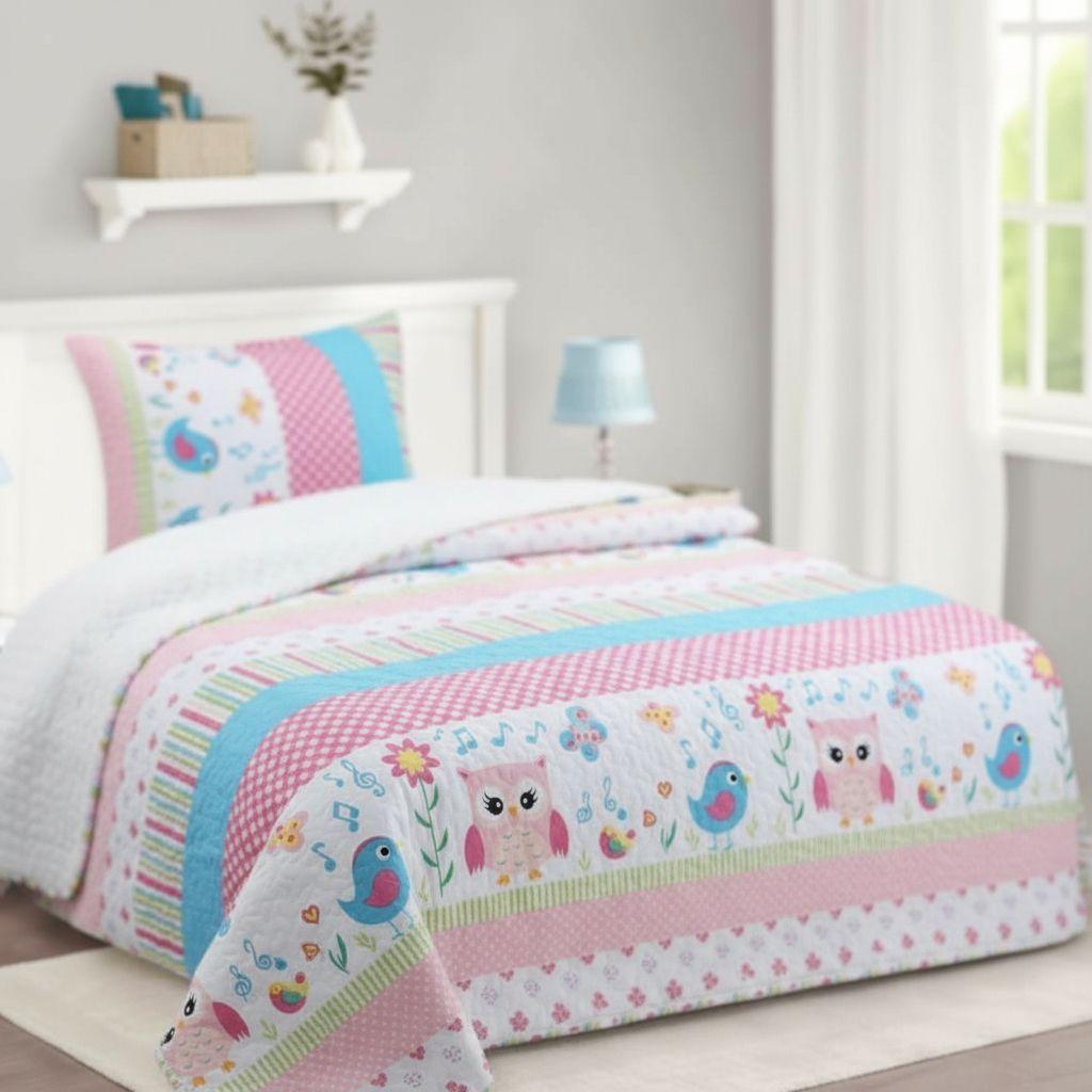 Cubrecama Quilt Sherpa 1.5 - Varios Modelos W.m G Azul Claro Rayas-4