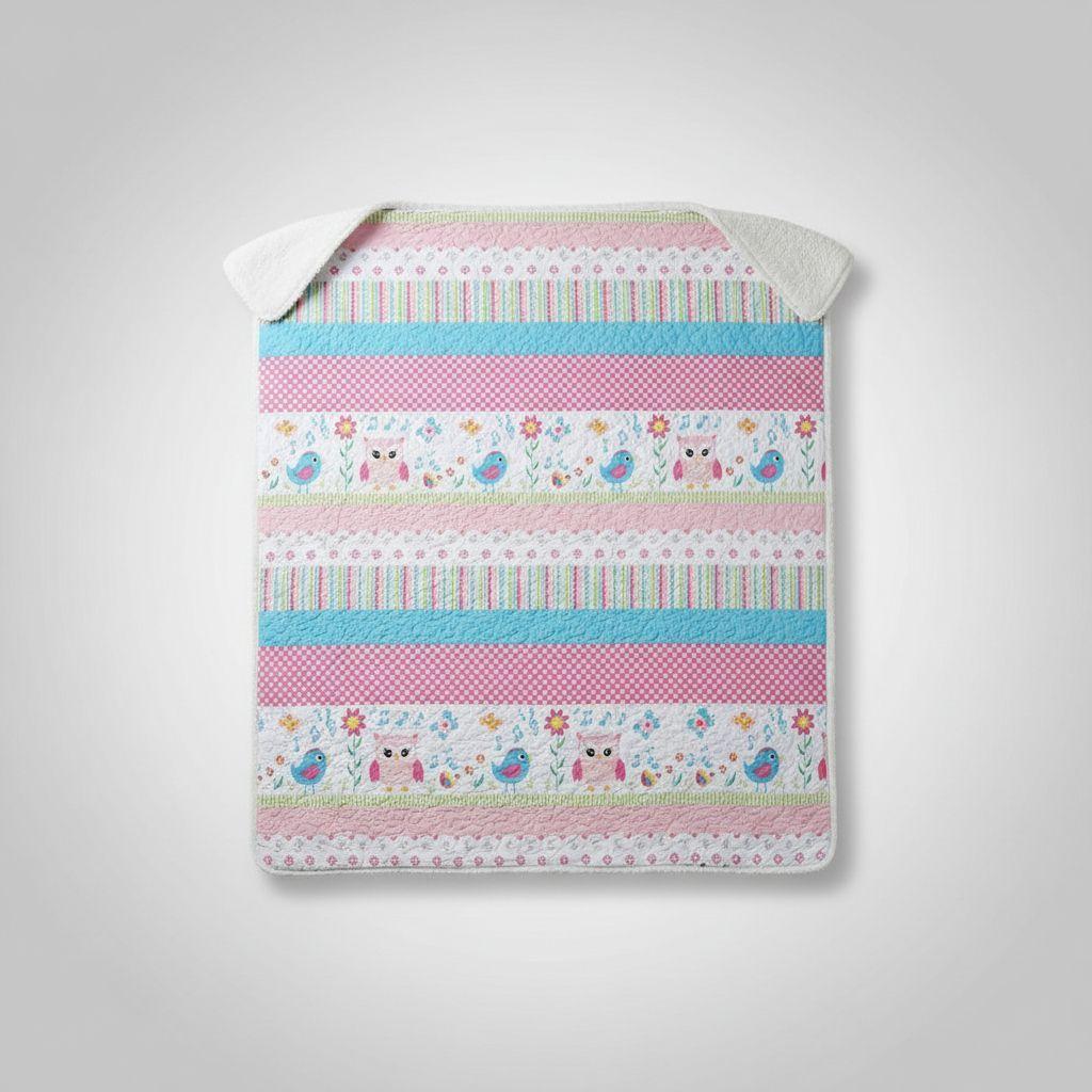 Cubrecama Quilt Sherpa 1.5 - Varios Modelos W.m G Azul Claro Rayas-5