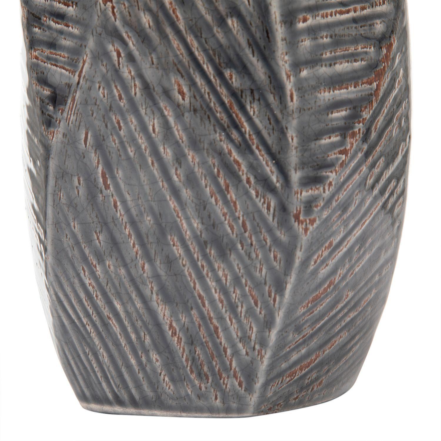 Florero Hojas Gris -2