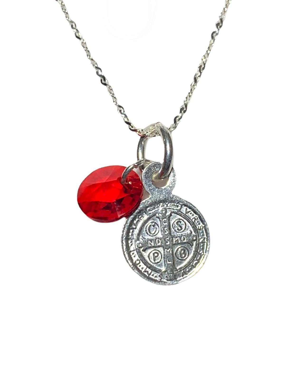 Cadena de Plata 925 con Medalla de San Benito con cristal Swarovski Elements-2