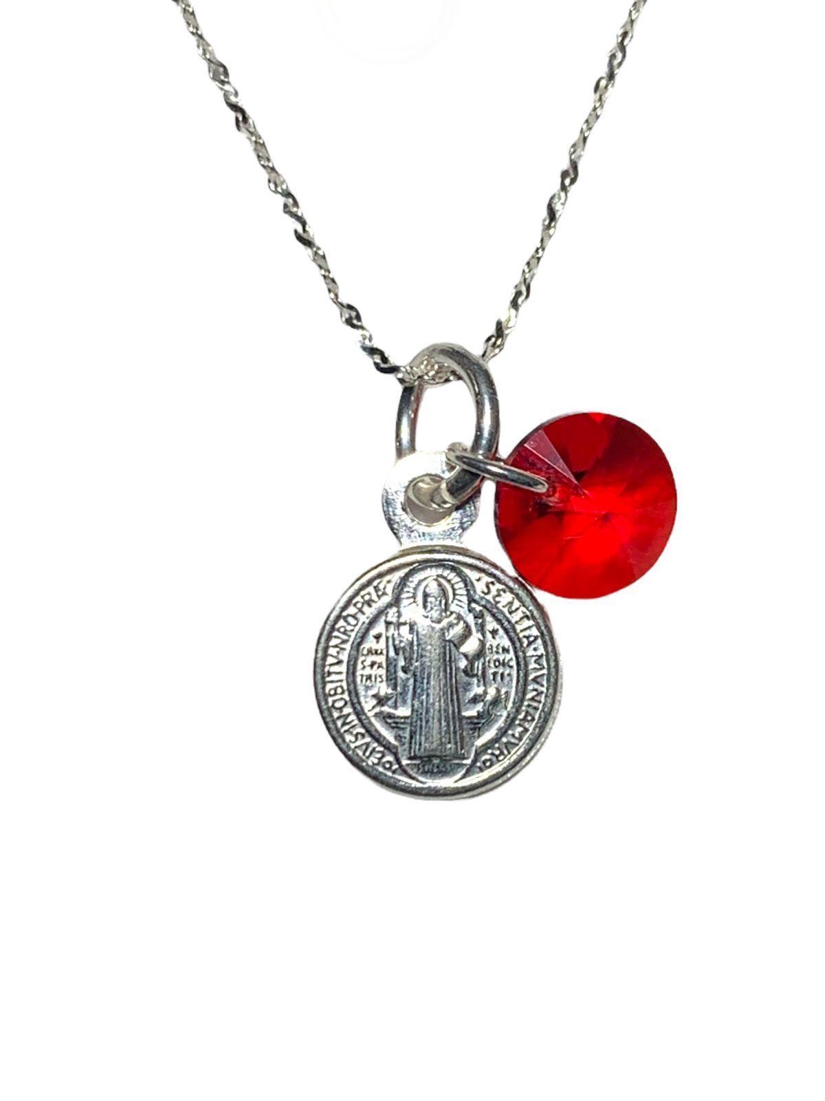 Cadena de Plata 925 con Medalla de San Benito con cristal Swarovski Elements-1