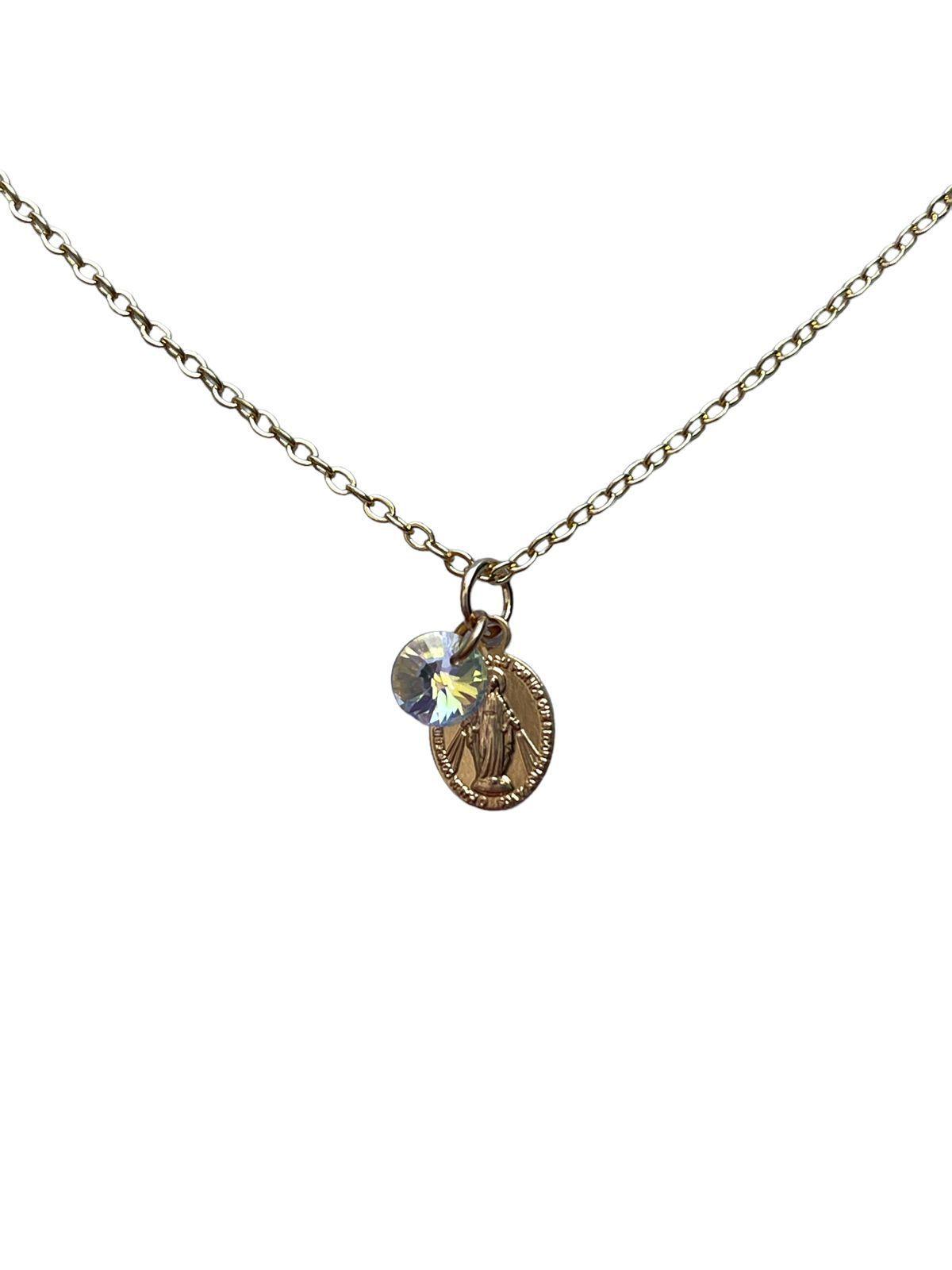 Cadena de Plata 925 con Medalla Virgen de los Rayos con cristal Swarovski Elements-0