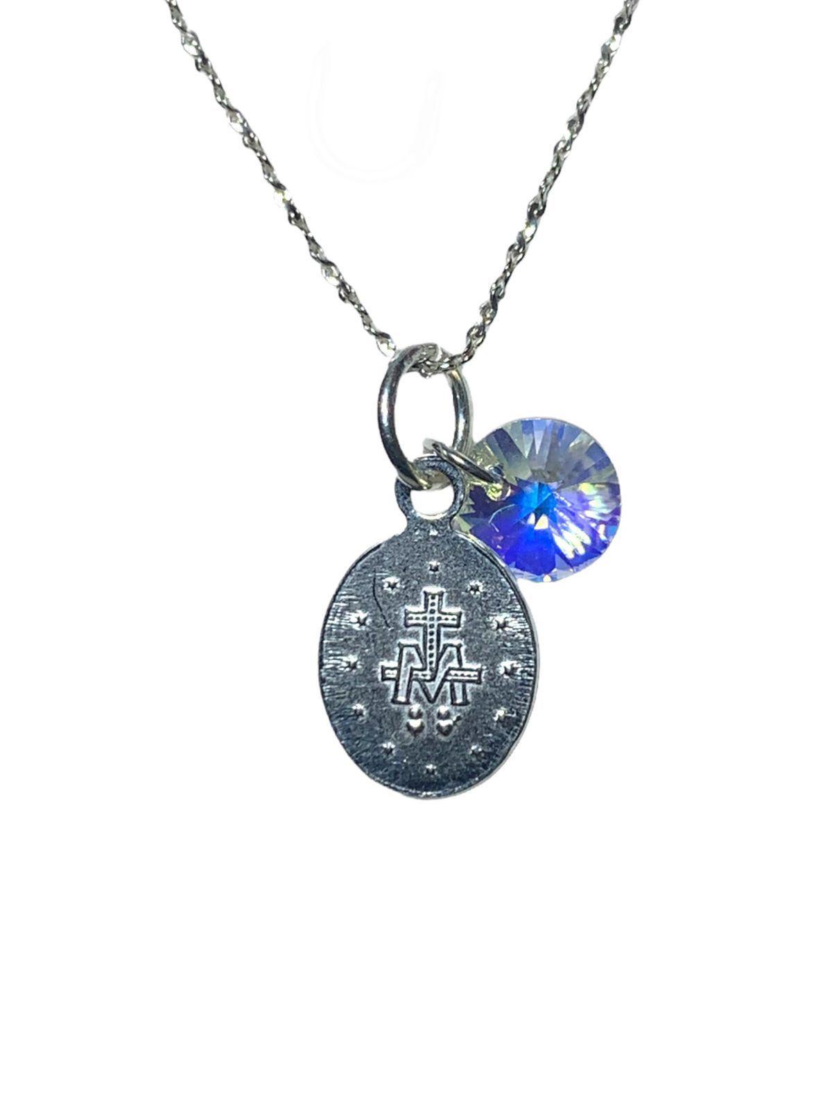 Cadena de Plata 925 con Medalla Virgen de los Rayos con cristal Swarovski Elements-2