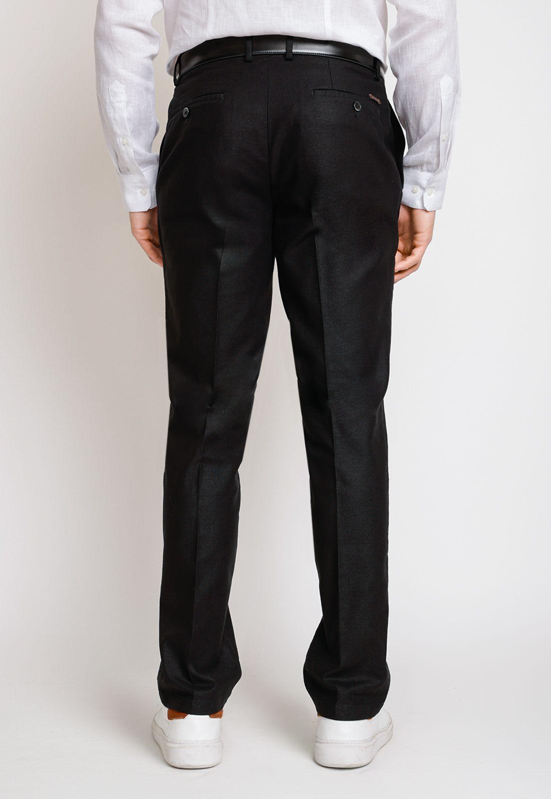Pantalón Hombre Mezcla Algodón Lino Liso Slim Venancio Negro-1