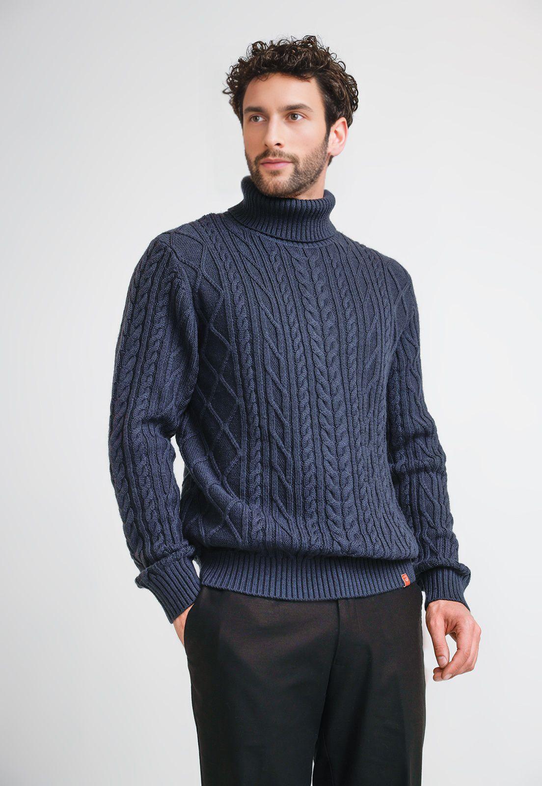 Sweater Hombre Cuello Alto Polaris Azul Marino-0