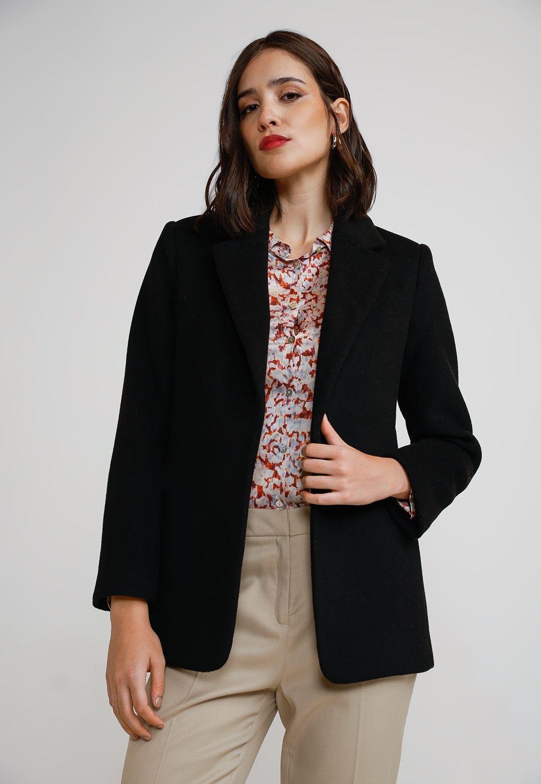 Blazer Mujer Lana Negro-0