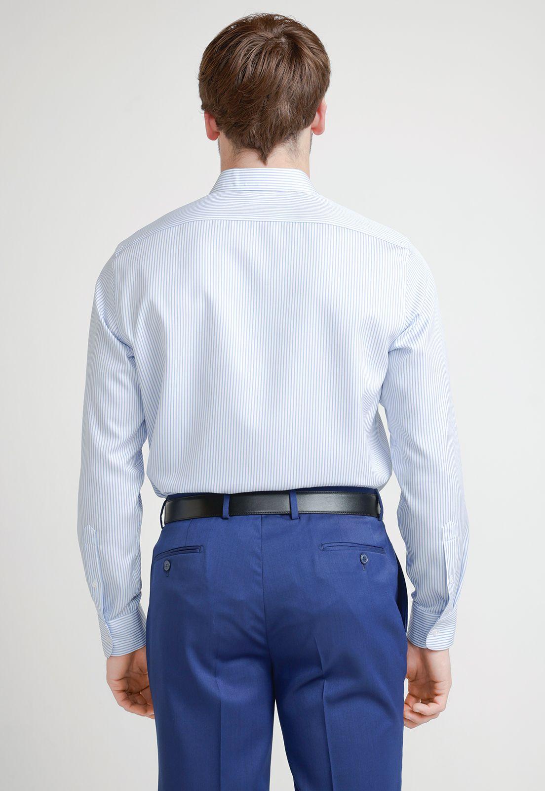 Camisa Formal Hombre Non Iron Líneas Slim Travel Blanco/Celeste-1