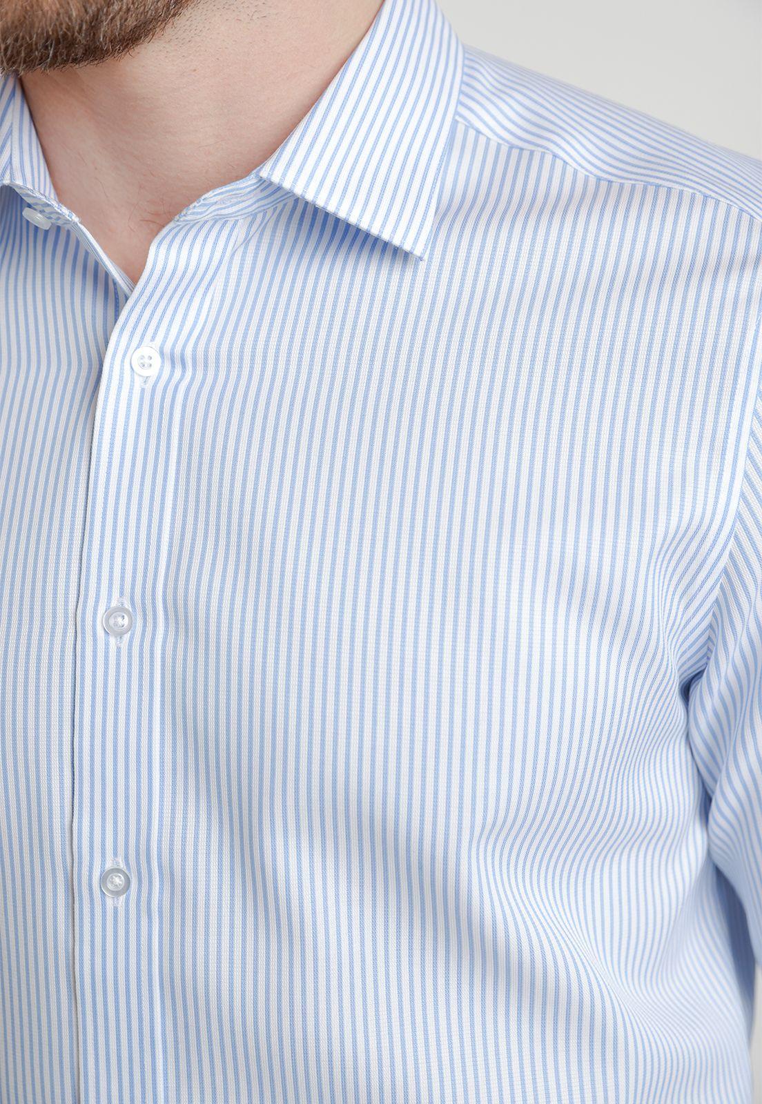 Camisa Formal Hombre Non Iron Líneas Slim Travel Blanco/Celeste-2