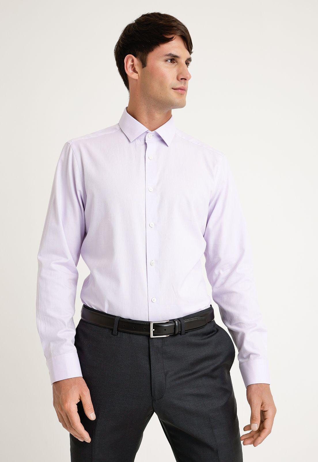 Camisa Hombre Formal Algodón Dobby Lila-0