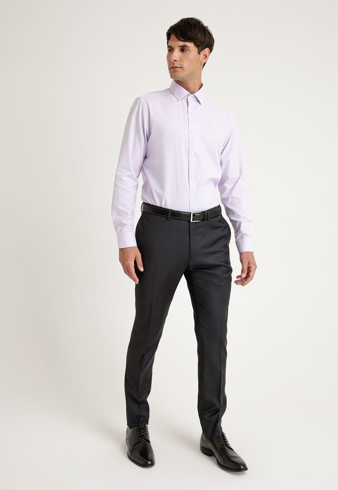 Camisa Hombre Formal Algodón Dobby Lila-3