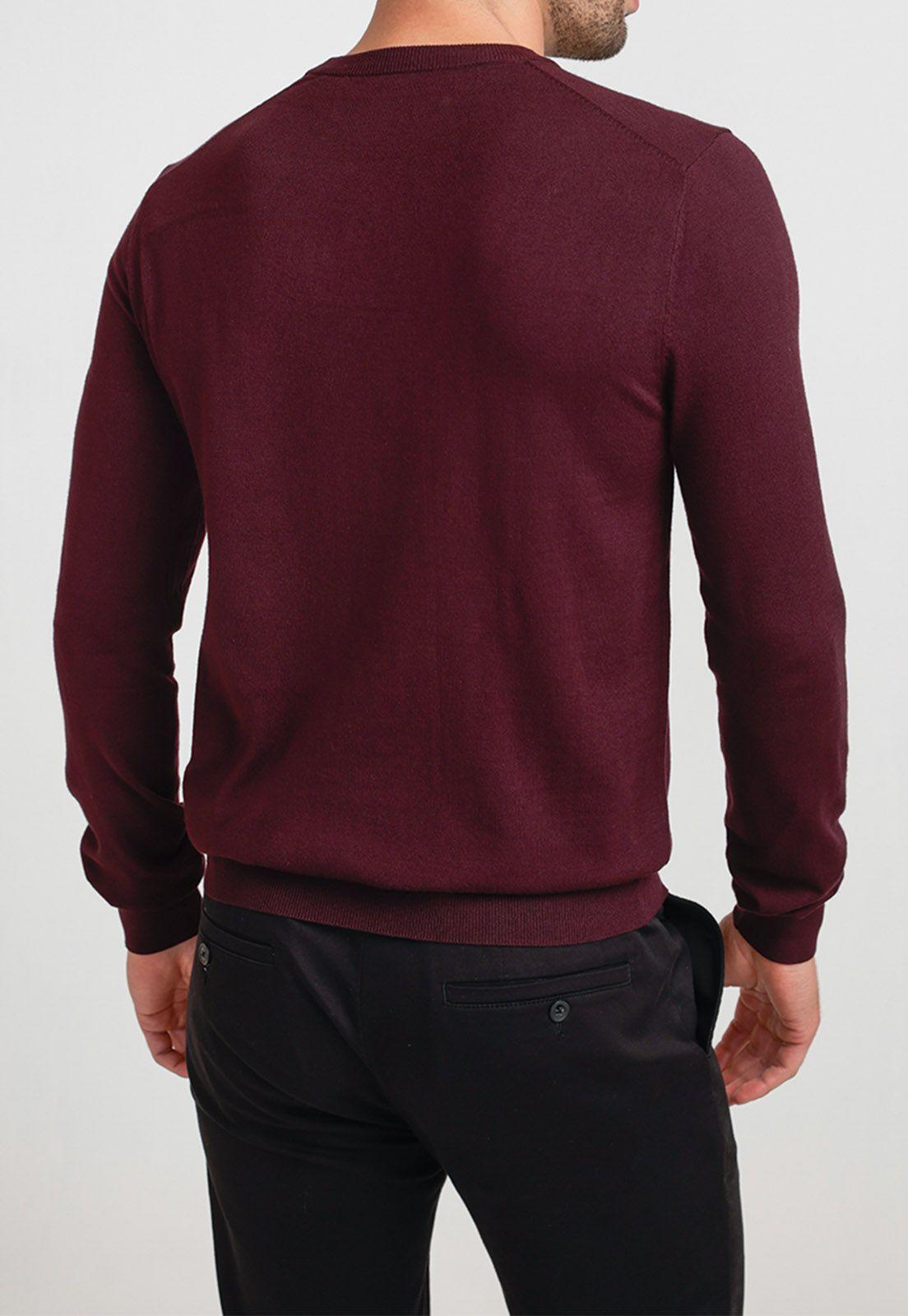 Sweater Hombre Cuello Redondo Burdeo-1