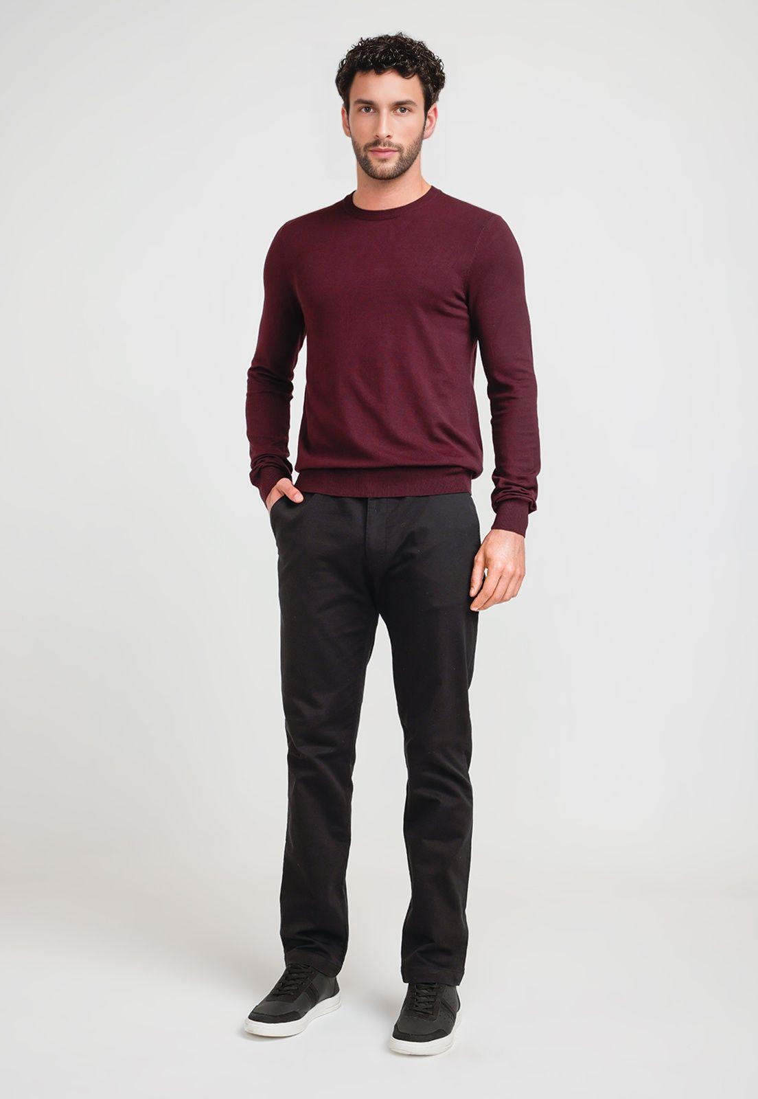 Sweater Hombre Cuello Redondo Burdeo-3