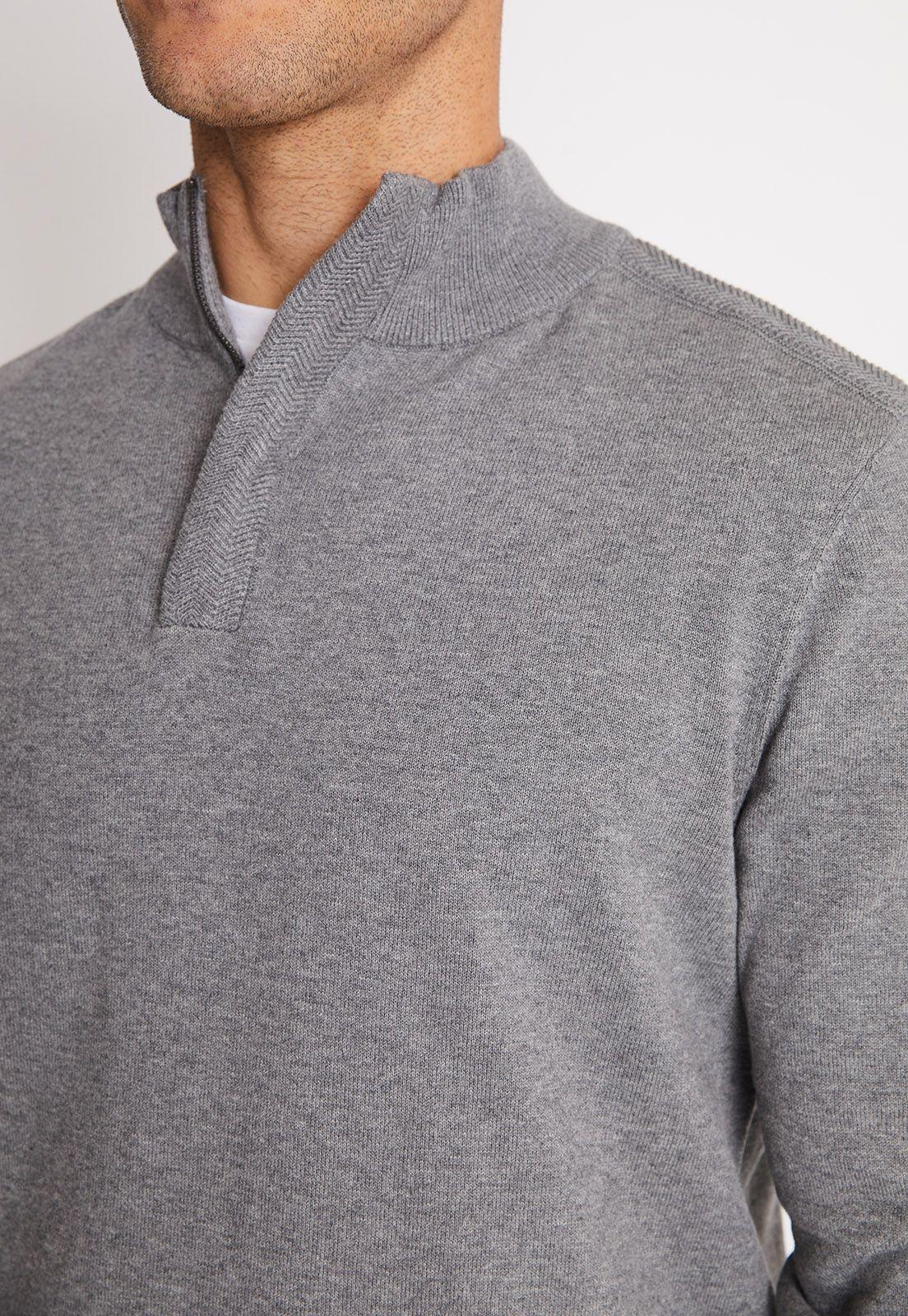 Sweater Hombre Con Cierre Gris Melange-2