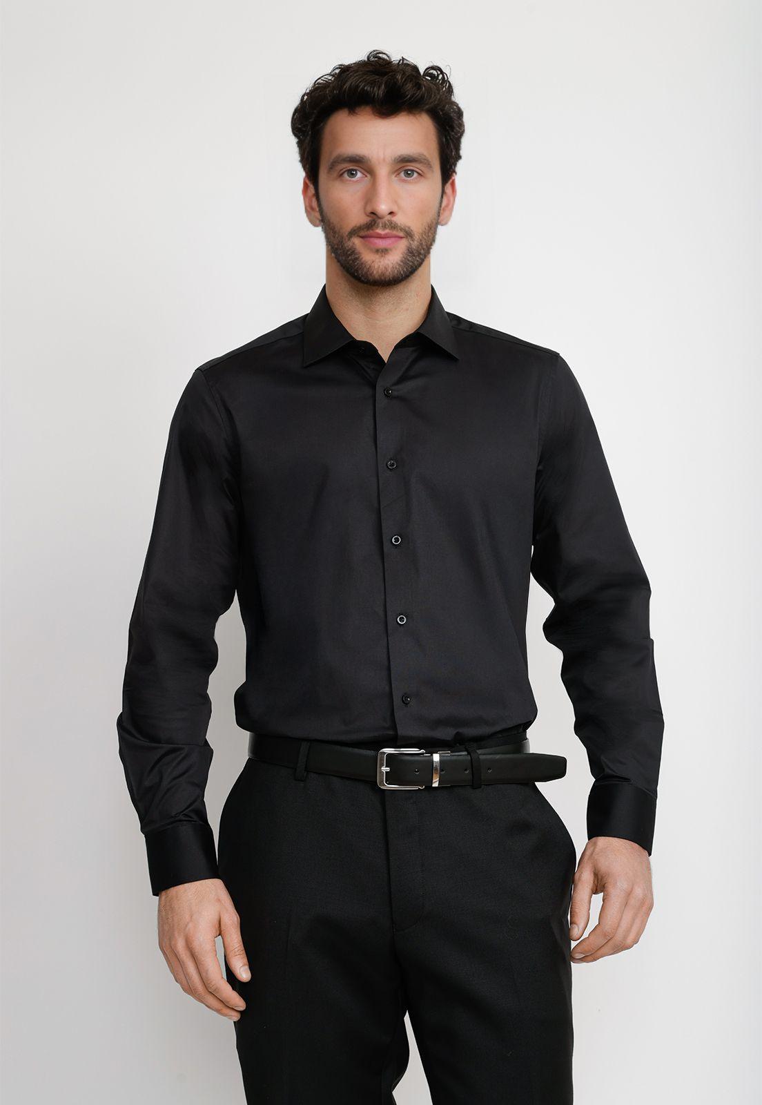 Camisa Hombre Formal Popelina Dynamic Negro-0