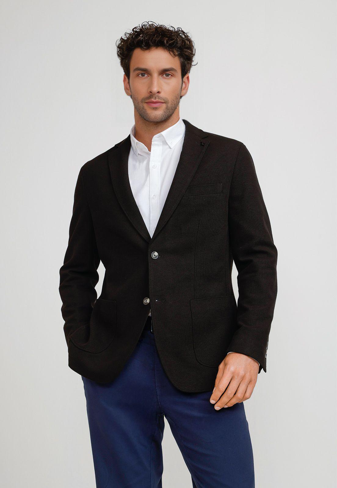 Chaqueta Hombre Tejida Basic Negro-0