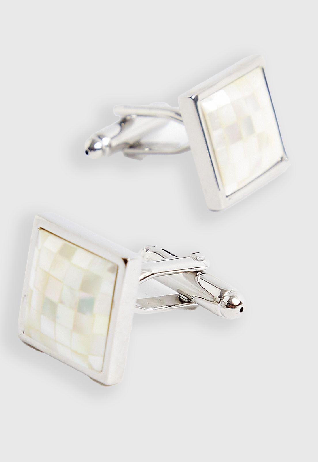 Collera cuadrada metal/esmalte perla-0