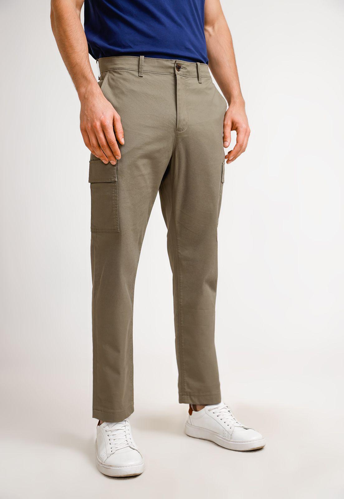 Pantalón De Hombre Algodón Liso Militar-0