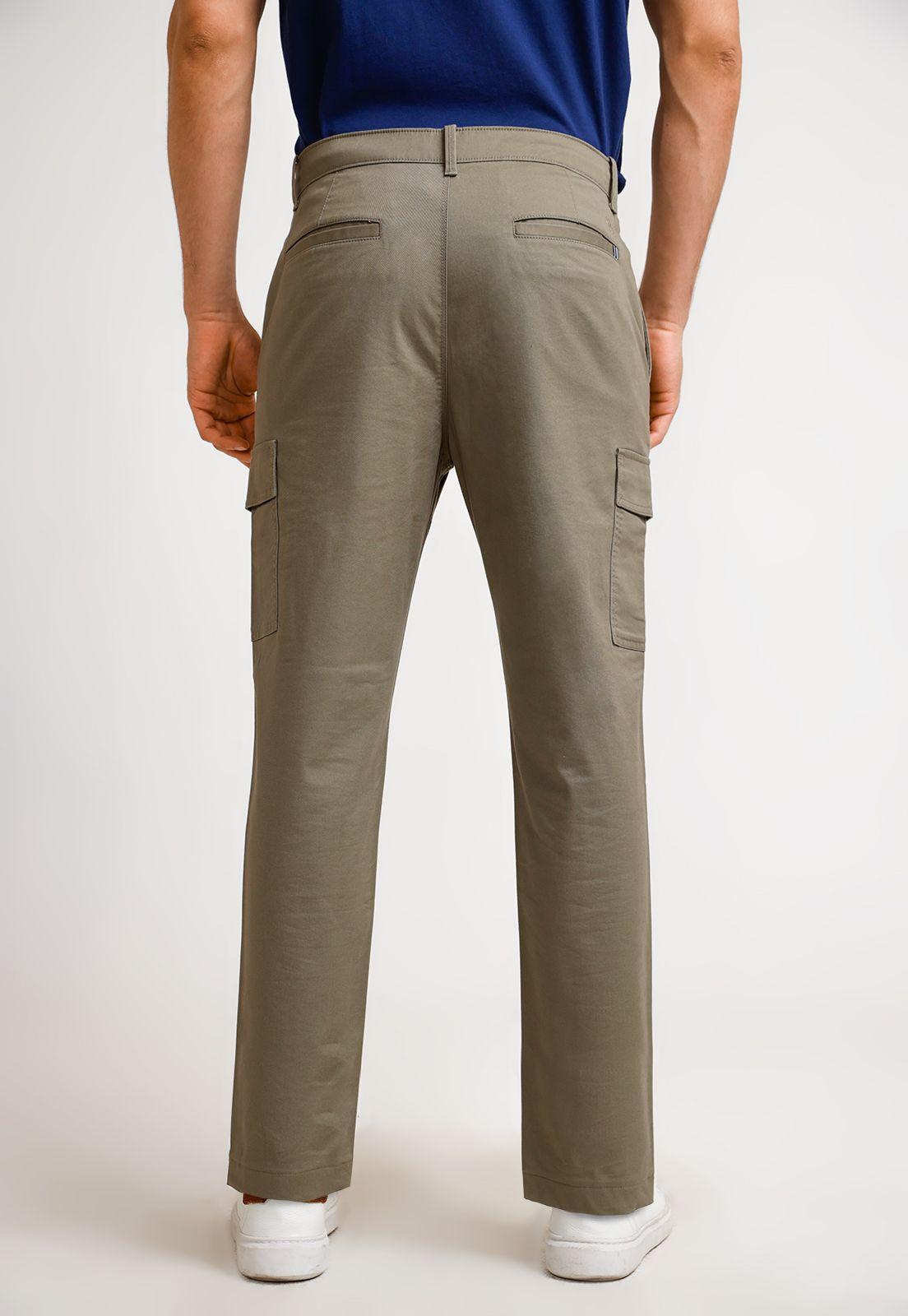 Pantalón De Hombre Algodón Liso Militar-1