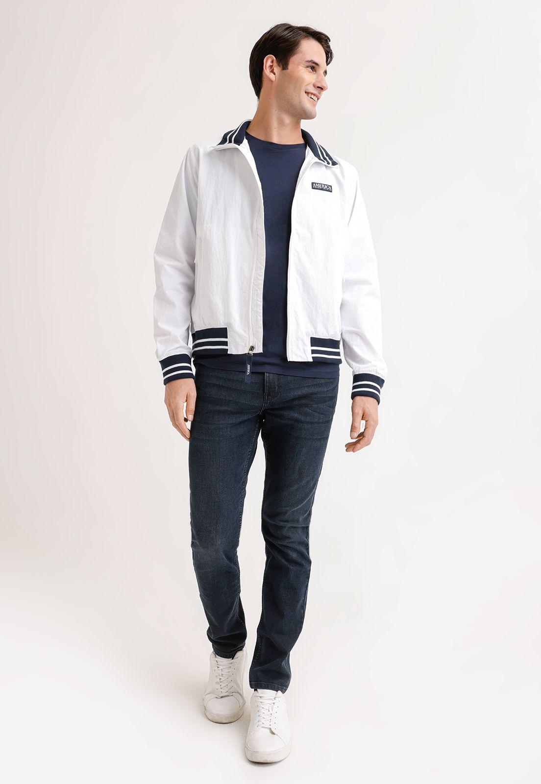 Chaqueta Hombre Cortaviento Casual Blanco-3
