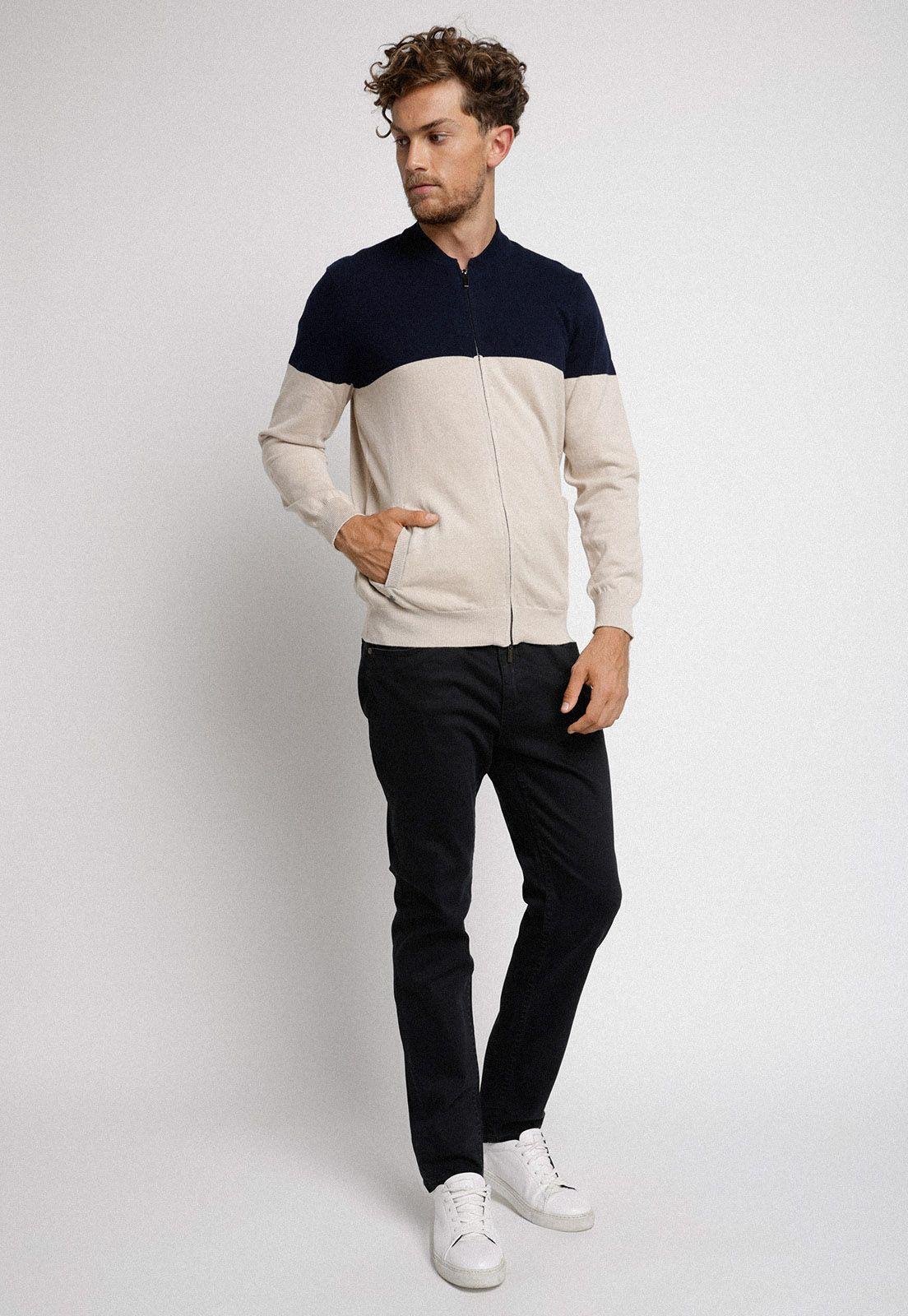 Sweater Prometeo Bomber azul marino-3