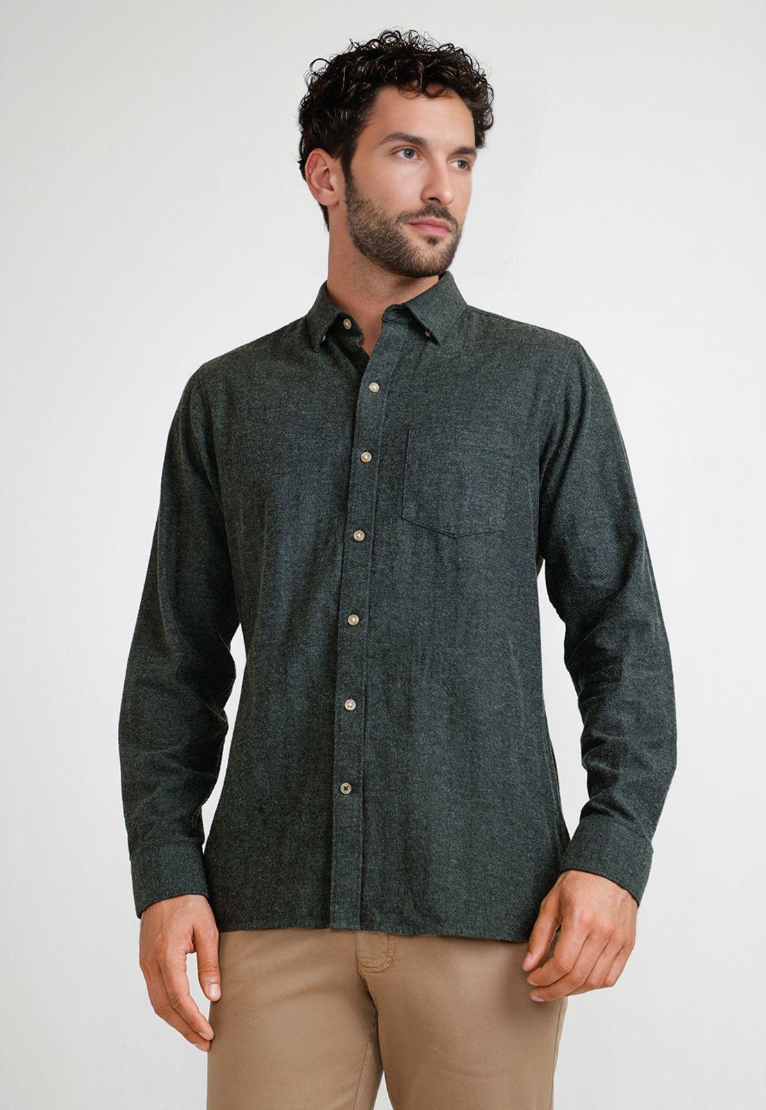Camisa Franela Hombre Bernabeu Verde Oscuro-0