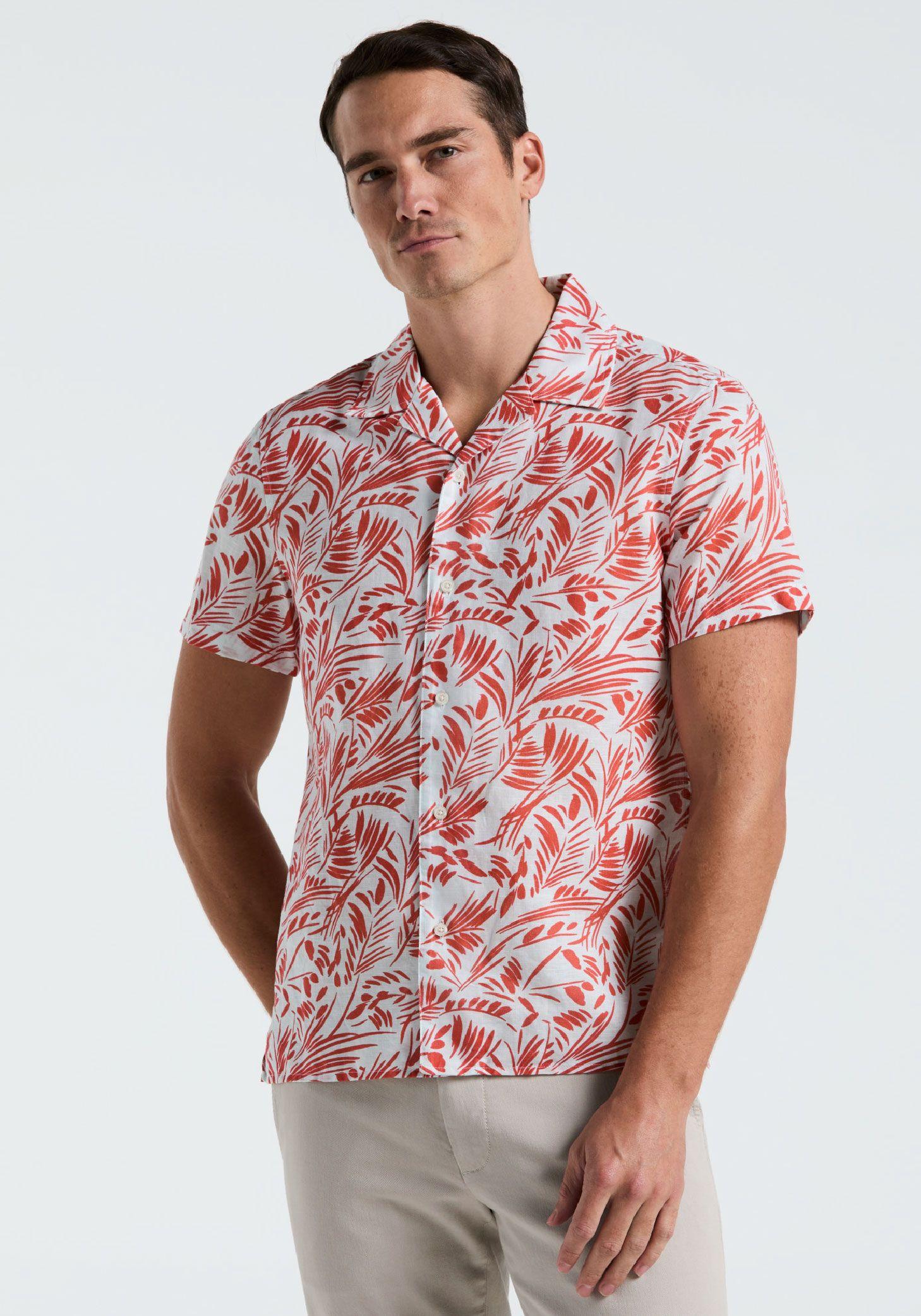 Camisa Hombre Manga Corta Estampada Coral 4KSW7035-0
